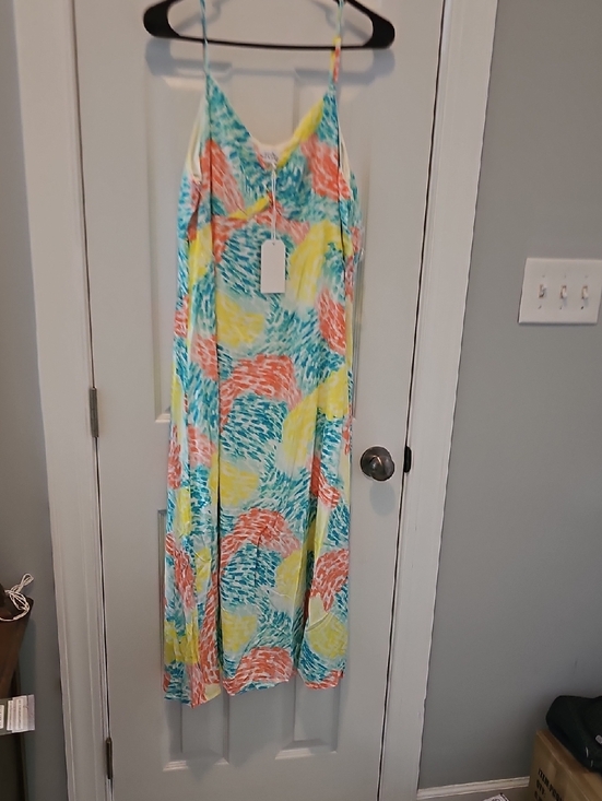 Emily Wonder Dresses & Skirts - Tropical Print Spaghetti-Strap Maxi Dress in Yellow, Coral & Teal